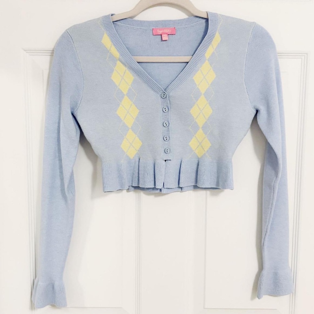 Sugar Thrillz argyle cropped sweater